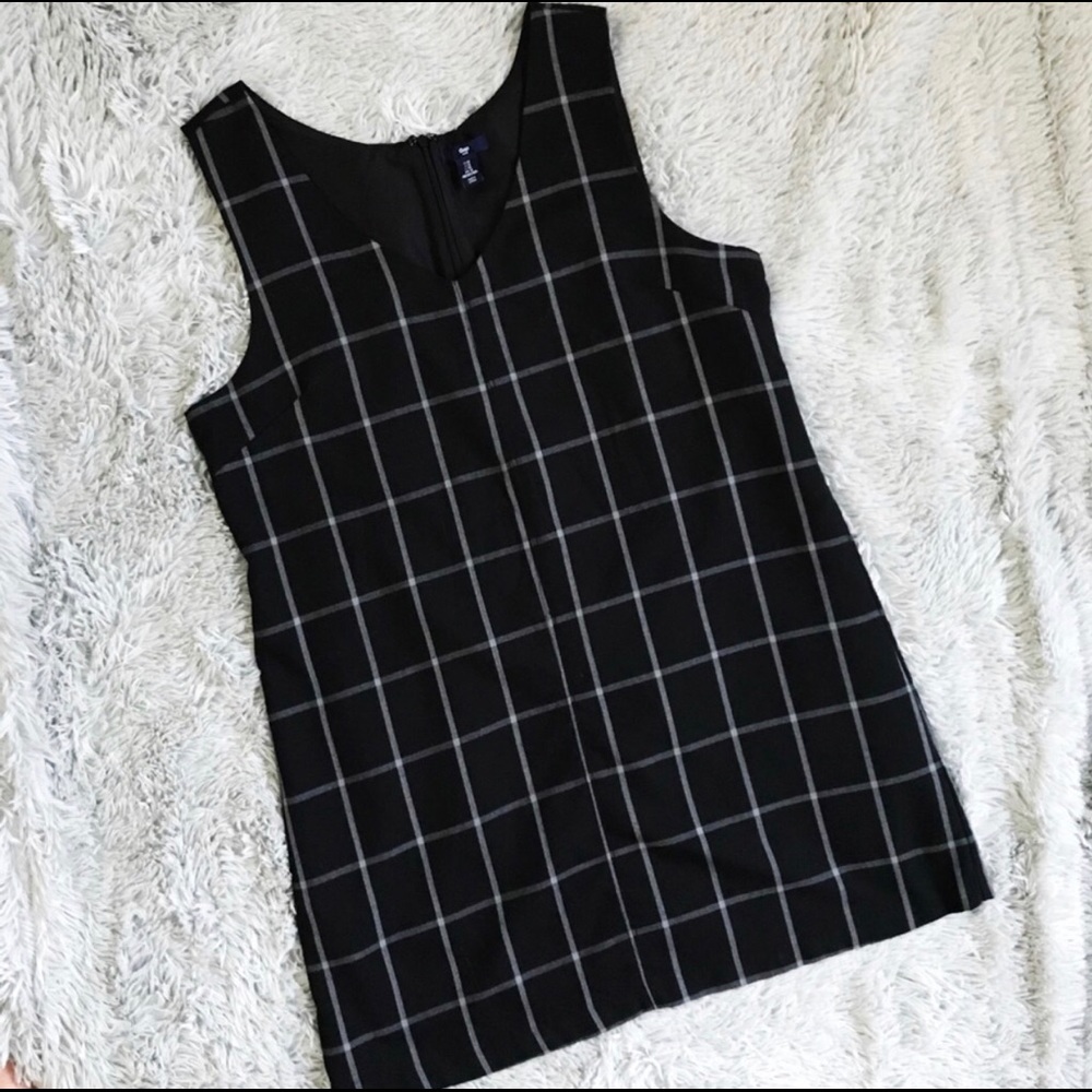 Gap Black Plaid Sleeveless Dress Like New